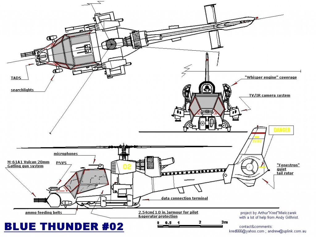 Blue Thunder Helicopter Paper Model